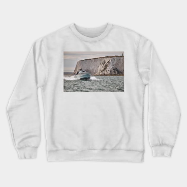 Motor Gun boat off the Isle of Wight Crewneck Sweatshirt by richard49